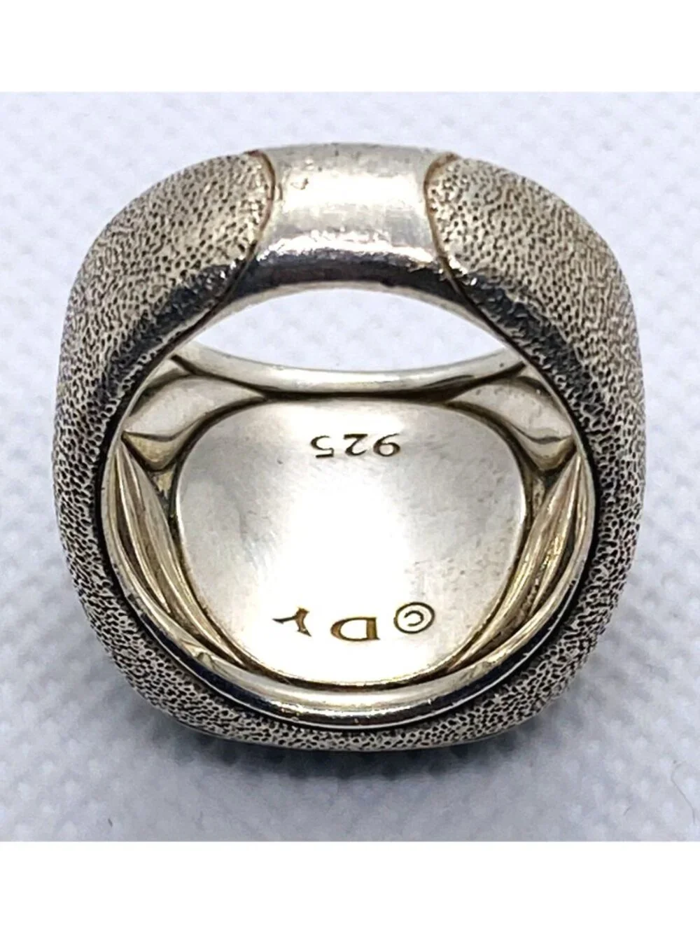 David Yurman Exotic Stone Mens Textured Sterling Silver Ring Size 9